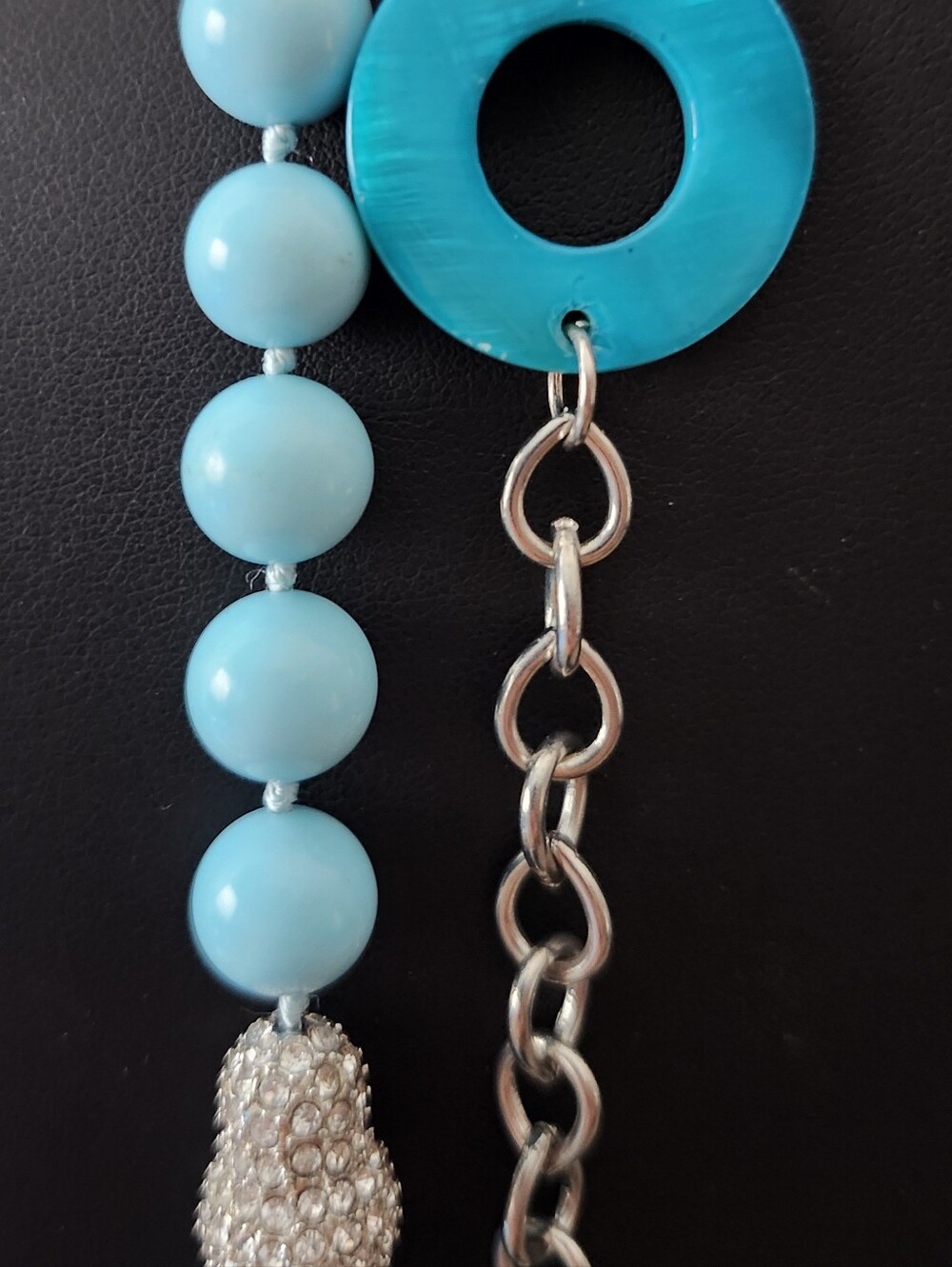 Glass and Rhinestone Necklace - Picture 2 of 7